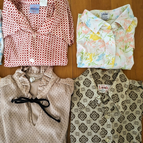 Vintage 70s 80s 90s Lot of 16 Printed Shirts Blouses Resale VTG Grandma Floral - Picture 4 of 6